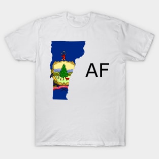 Vermont Flag State Outline AF (black) T-Shirt